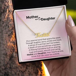 Gift for Mom Daughter Personalized Name Necklace with Heart Mother Daughter Necklace Birthday Mother&#39;s Day Gift for Mum Daughter with Love