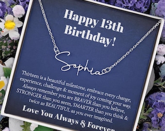 Personalized Name Necklace, 13th Birthday Gift, Stainless Steel or Gold