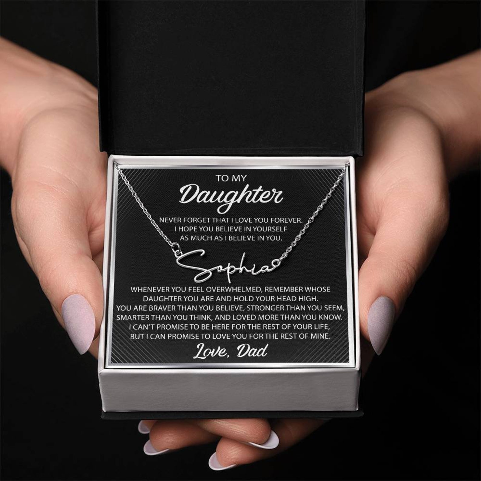 To My Daughter Necklace, the Signature Style Name Necklace, Father