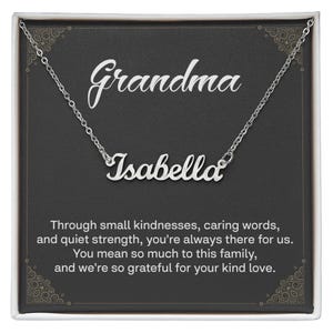 Coffret cadeau collier prénom personnalisé carte cadeau pour l'anniversaire de grand-mère Noël fête des mères