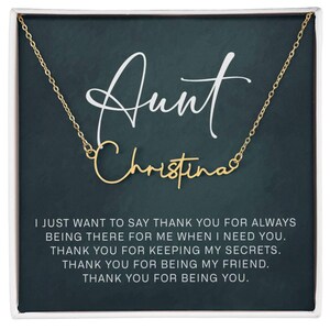 Sieradencadeaus voor tante van nichtje, kenmerkende naamketting op sentimentele quotekaart