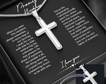 Personalized Promise Necklace for Him, Waterproof Cross Necklace For Him