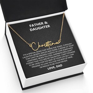 Meine Tochter Signature Style Name Halskette, personalisierte Geschenk für Tochter, Tochter Geburtstagsgeschenk Nachricht Karte Schmuck, Abschlussgeschenk