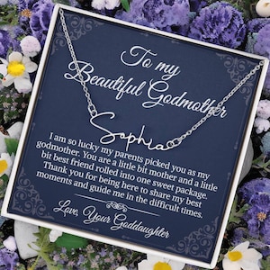 To My Godmother, sentimentele cadeaus Love Sweet Signature Style-naamketting, doos met berichtenkaartje