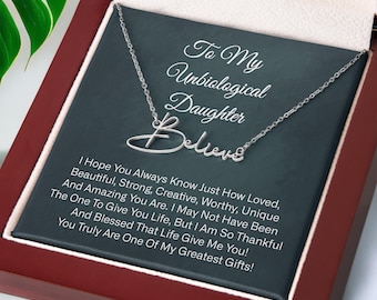 Unbiological Daughter Name Necklace Personalized Gift for foster daughter Adopted daughter unbiological daughter goddaughter Gift