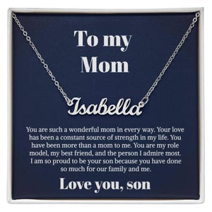 An meine Mutter Halskette von Sohn personalisierte Namenskette für Mama, an meine Freund Mutter, meine Mutter am Muttertag, Geburtstag mit Nachrichtenkarte