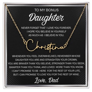 Collier fille personnalisé Mon cadeau de mon beau-père Je t'aimerai toujours Bijoux belle-fille Anniversaire Mariage Carte message personnalisée