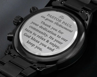 A Truly Great Pastor - Pastor Appreciation Gifts, Church Keepsakes, Personalized Faith Watch for Him Name & Bible Verse, Catholic Gifts