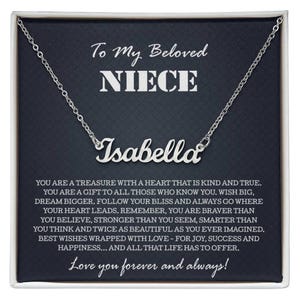 Collier à ma nièce de tante oncle, collier prénom personnalisé nièce bijoux pendentif anniversaire remise des diplômes noël carte de message personnalisée