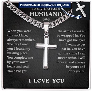 To My Future Husband Cubaanse ketting met ambachtelijke kruisketting cadeau kruisketting met berichtkaart en geschenkdoos, cadeau voor man