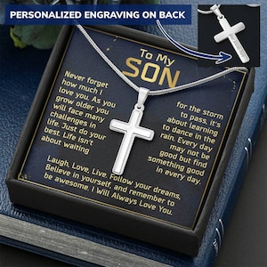 Collier croix Pour mon fils, cadeau d'anniversaire de fils, carte cadeau pour fils