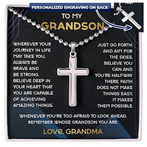 Collier croix personnalisé pour petit-fils de grand-mère, cadeau d'anniversaire de petit-fils