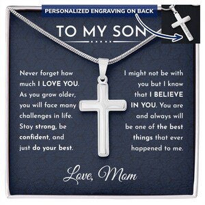 Collier croix Pour mon fils, cadeau d'anniversaire de fils, carte cadeau pour fils