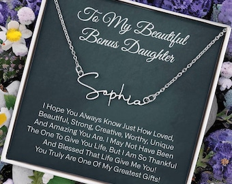 My Bonus Daughter Name Necklace, Bonus Daughter Gifts From Stepdad, Step Daughter Gifts From Stepmom, Step Mother Daughter Gifts, Birthday