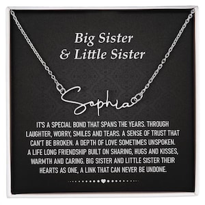 Big Sister & Little Sister Gifts, The Signature Style Name Necklace, Big Sister Gift, Sister Birthday Christmas Jewelry Necklace Gift Ideas