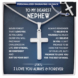 An meinen liebsten Neffen Personalisierte Kreuz Halskette, Neffe Geschenk für Männer, Neffe Schmuck, Halskette für Neffe zum Geburtstag
