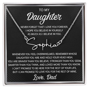 Für meine Tochter Halskette, die Signature Style Name Halskette, Vater Tochter Halskette, Geschenk für Tochter von Papa, Tochter Schmuck von Papa