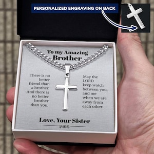 Meine erstaunliche Bruder Kubanische Kette mit Handwerker Kreuz Halskette Geschenke für Bruder von Schwester Bruder mit Nachricht Karte Geburtstagsgeschenk