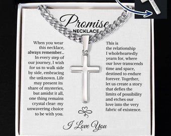 Promise Necklace For Him, Promise Artisan Cross Necklace for Him, Promise Gifts For Him, Boyfriend Promise Necklace, Gift For Boyfriend