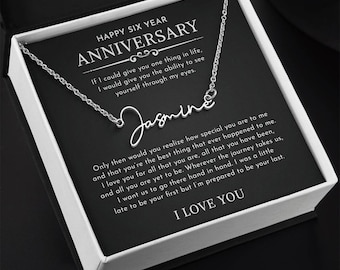 6th Anniversary Gift for Wife, Personalized Name Necklace, Six Anniversary Gift for Woman