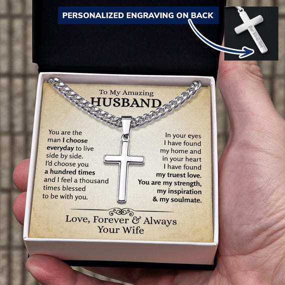 MIVIDA REGALOS Promise Necklace For Him, Promise Necklace Cross, Custom Cross Necklace For Men, A Promise Is Forever Necklaces, Collar De Oro Para Hombres, Cadena De Plata Para Hombre Con Crucifijo