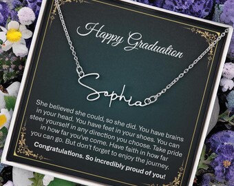 Happy Graduation Gift For Girl Name Necklace Personalized Gift for Daughter Granddaughter Niece