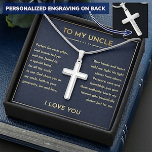 To My Onkel Black Cross Halskette, Onkel Geburtstagsgeschenke, Motivations Message Card Men Schmuck, Halskette für Onkel von Neffe oder Nichte