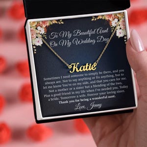 Carte collier à ma tante le jour de mon mariage, carte collier à ma tante, carte collier tante de la mariée le jour de mon mariage