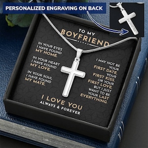 Cadeau collier croix personnalisé à mon petit ami de bijoux petite amie avec carte cadeau bijoux d'anniversaire