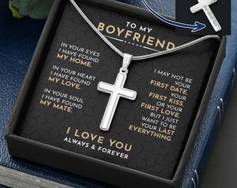 Personalisierte Kreuz Halskette, Freund Geschenk, Edelstahl Schmuck