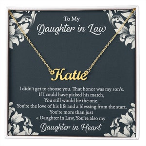 Cadeau collier ma belle-fille, cadeau de mariage pour belle-fille, cadeau d'anniversaire de Noël, bijoux carte, collier prénom personnalisé