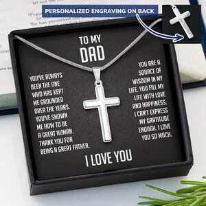 To My Dad Gepersonaliseerde kruisketting met een sentimentele kaart, verjaardag, kerstketting cadeau