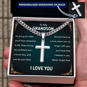 Für meinen Enkel kubanische Kette mit Handwerker Kreuz, sinnvolles Geburtstagsgeschenk, Valentinstag Geschenk Enkel