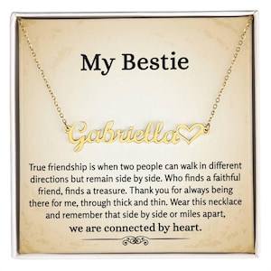 Für meine Bestie-Halskette, Herz-Namenskette mit Nachrichtenkarte und Geschenkbox, Geschenk für meine Bestie, Bestie-Halskette, Geschenk für den besten Freund