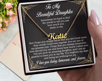 Daughter Personalized Name Necklace Gift for Daughter Jewelry for Daughter Birthday Gift for Christmas Meaningful Gift 18K gold finish