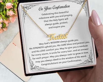 Confirmation Gift, Baptism Gift, Confirmation Necklace, Christian Gift, First Communion Gift, Goddaughter Gift Personalized Name Necklace