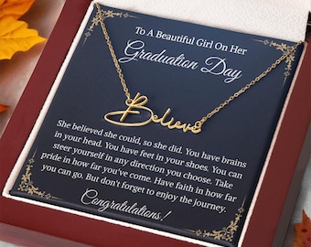 Graduation Name Necklace for Girl, Personalized Signature Style, Gift for Daughter