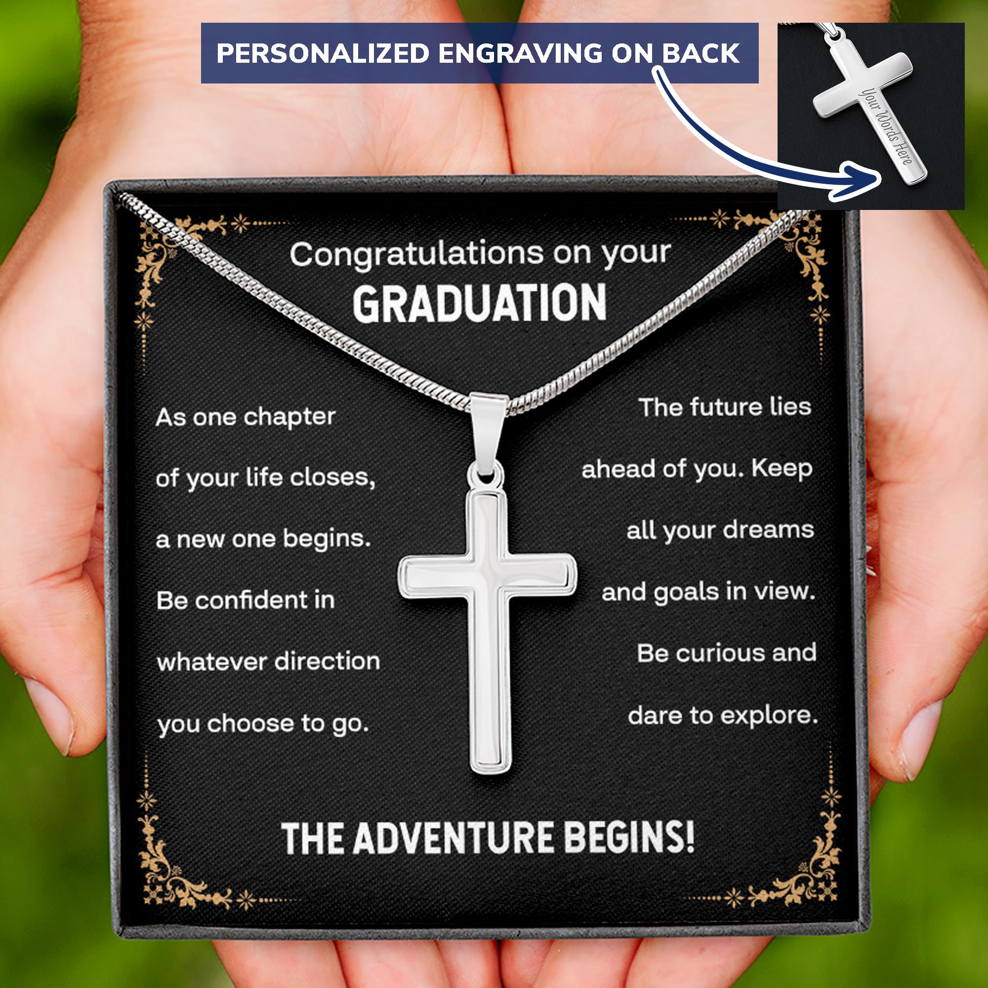 Graduation Crosses Personalized Graduation Cross Necklace, Stainless Steel Gift for Him - Etsy