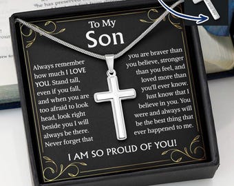 To My son Gift  Personalized Cross  Necklace, Birthday Gift Necklace For Son, Graduation Gift Necklace For Son, Birthday Gift Cross Necklace