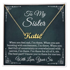 An meine Schwester Halskette, Schwester Geschenk Personalisierte Namenskette, Schmuck Geschenke für Schwester mit Nachrichtenkarte LED Luxus Box