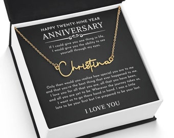 Personalized Name Necklace - 29th Anniversary Gift for Wife
