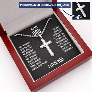An meinen Vater personalisierte Kreuz Halskette Kugelkette mit einer Sentimental Karte, Geburtstag, Weihnachtshalskette Geschenk