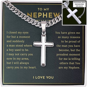 Cross Necklace For Nephew From Aunt Uncle, Nephew Birthday Gift Graduation Gift For Nephew, Present for Nephew, Christmas Gift For Nephew