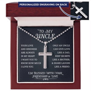 To My Onkel Personalisierte Kreuz Halskette, Onkel Geburtstagsgeschenk, Message Card Schmuck, Wertschätzung Halskette für Onkel von Neffe oder Nichte