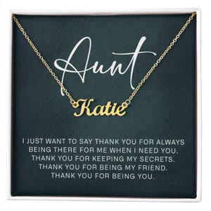 Sieradencadeaus voor tante van nichtje, gepersonaliseerde naamketting op sentimentele quotekaart