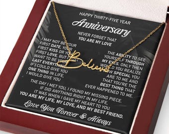 Personalized Name Necklace Wife Gift- 35th Anniversary Gift for Woman