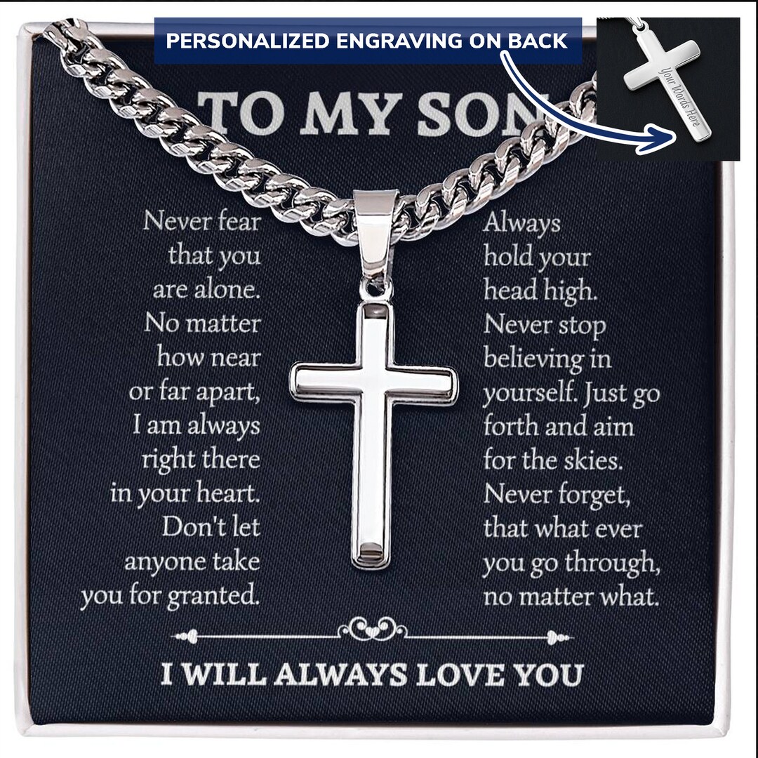 To My Fearless Son- Cross Necklace Gift