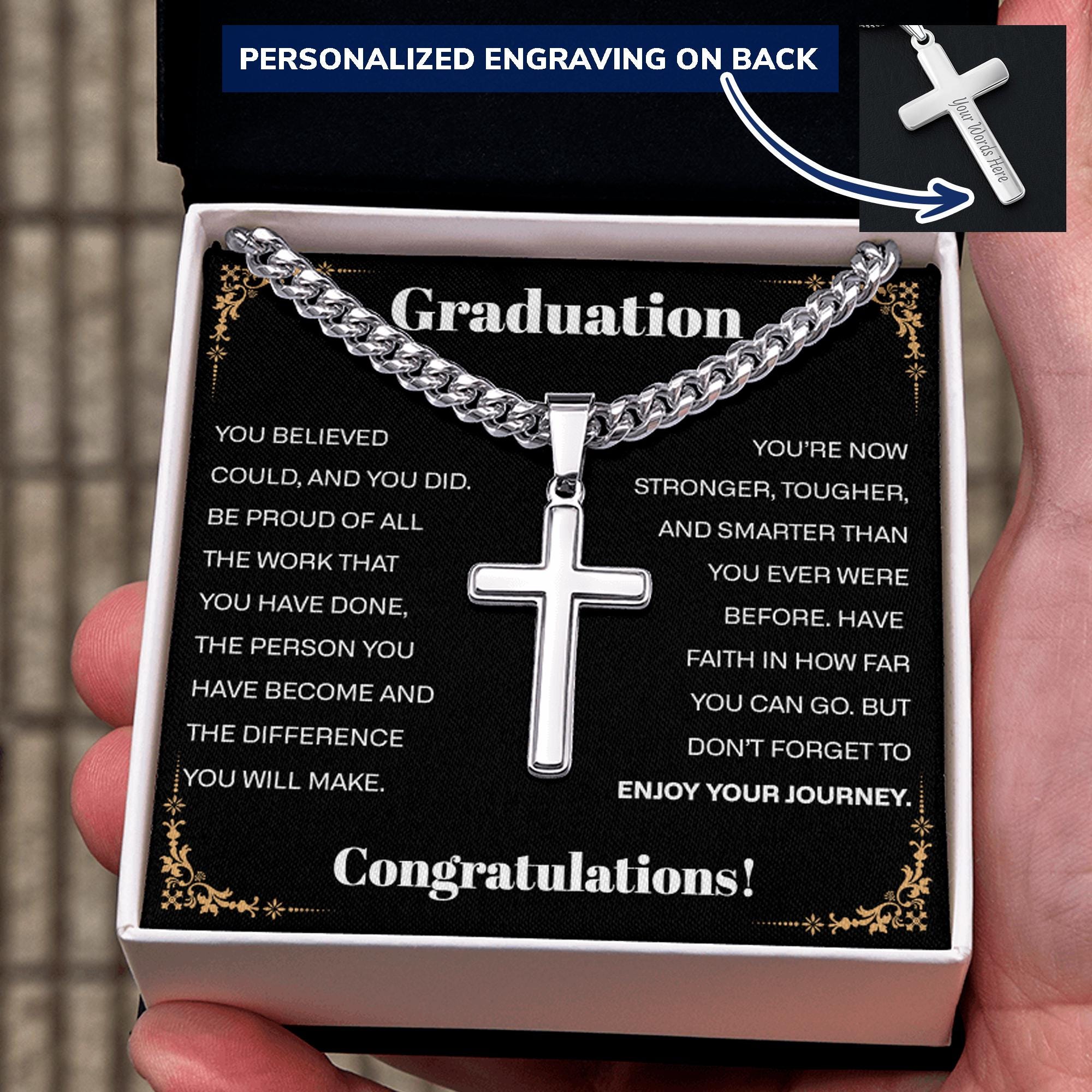 Graduation Crosses Waterproof 316L Stainless Steel Cross Graduation Gifts for Him ...