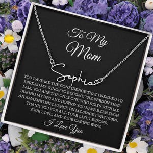To My Mom Signature Style Name Halskette, To Mom Message Card Halskette, Mom Geschenk, Mom Muttertagsgeschenke, Mom Schmuck, Mom Geschenk vom Sohn
