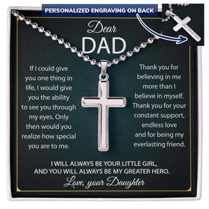 Personalisierte Kreuz Halskette Ball Kette, zu meinem Vater Kreuz Halskette mit Nachrichtenkarte, Bedeutung, Jahrestag Geschenk Geburtstag für Papa